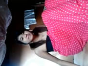 Latina girl stripping and masturbating on bed